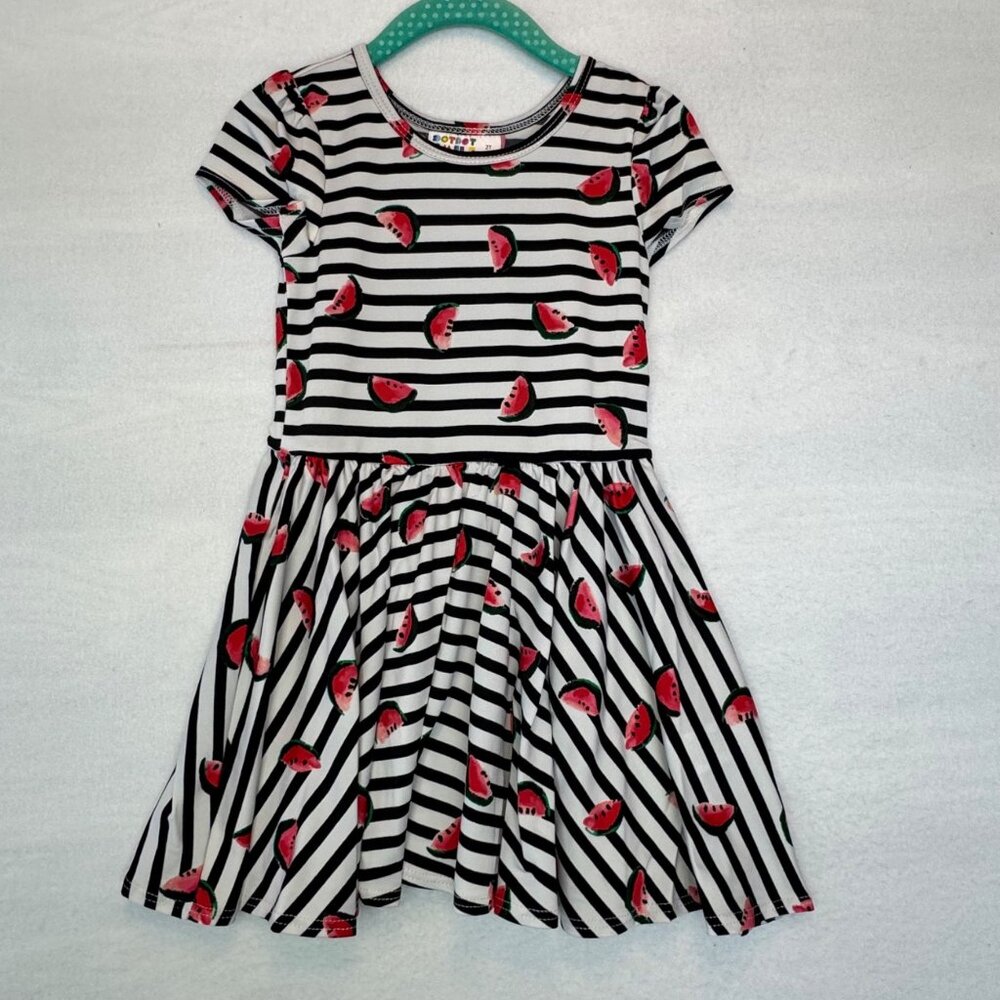 Dotdotsmile Dress Size 2T Black and White With Watermelon Print New with Tags